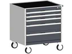 ladekast verrijdbaar 880x800x525mm 5laden romp RAL7035 front RAL7016