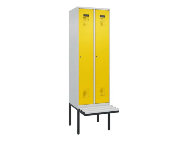 locker met bank,voor scheiding van kleding,HxBxD 2120x600x815mm,2vak