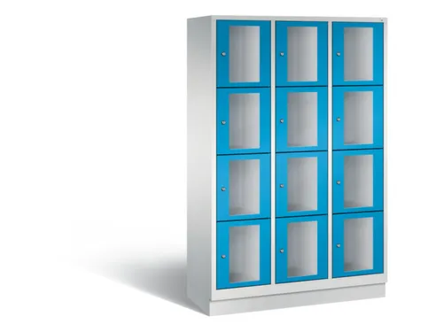 Lockerkast 1800x1200x500mm 3x4 vakken Cilinderslot, Sokkel, RAL5012