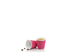Beker porselein Les Artistes Paris 80ml met siliconen grip ribbel Roze