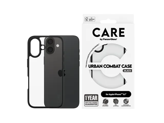 PanzerGlass CARE by Urban Combat Case Transparent iPhone 16, Hoe