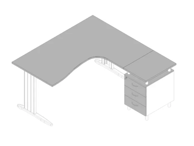 bureauset bureau staand ladeblok rechts 730x1600x1650mm C-voet grijs
