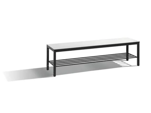 omkleedbank,HxLxD 401x1500x353mm,HPL wit,frame staal RAL7021