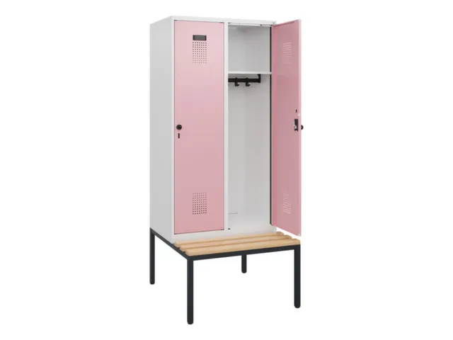 locker met bank,HxBxD 1950x800x815mm,2vak,vak B 400mm,draaigrendel