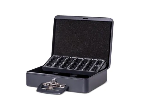 Geldkist met Euro muntinzet Zwart 30x25,8x9,0cm