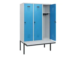 locker met bank,HxBxD 1950x1200x815mm,3vak,vak B 400mm,draaigrendel