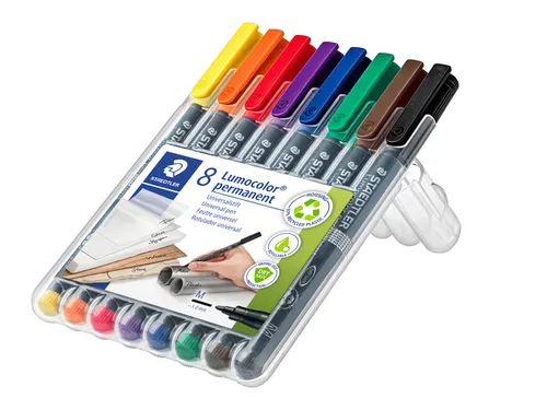 Viltstift Staedtler OHP Lumocolor 317 Medium 1.0mm Assorti 8 stuks