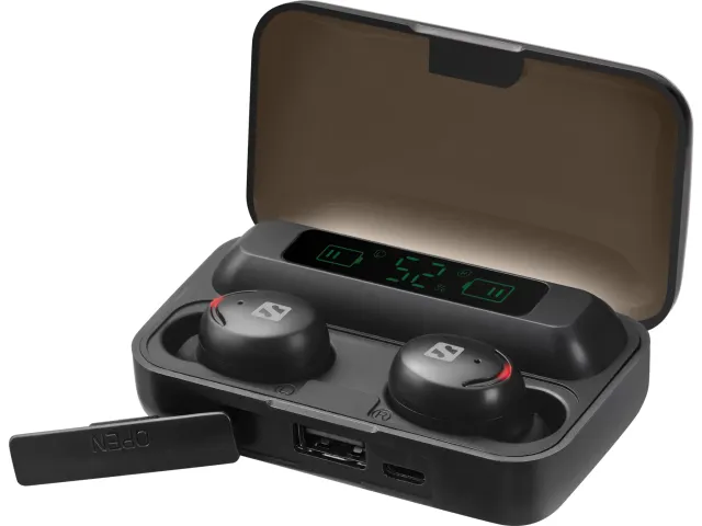 Earbuds + Powerbank 126-38 zwart in-ear