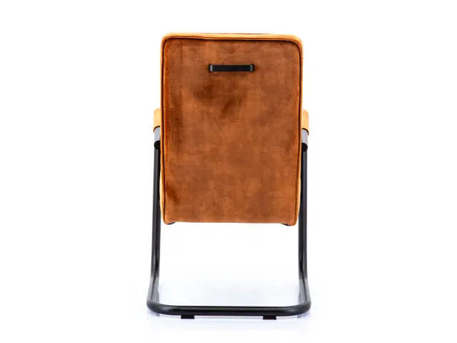 Luxe Vergaderstoel Dunton Cognac Velours Zwart Sledeframe