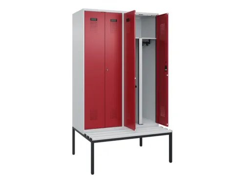 PBM-locker met bank,HxBxD 2120x1200x815mm,4vak,vak B 300mm