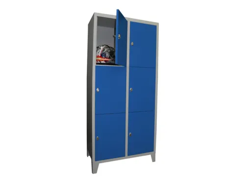 lockerkast,HxBxD 1850x800x500mm,2x3vakken,RAL7035,front RAL5010