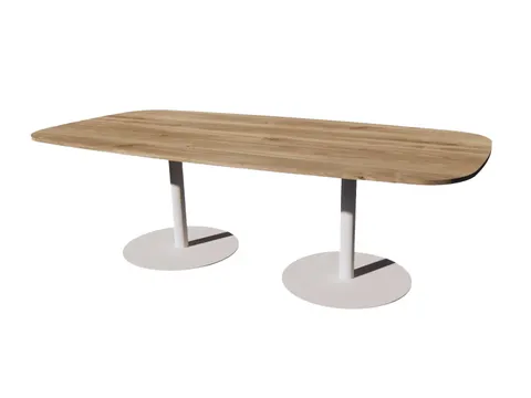 Linesto vergadertafel 240x120 deens ovaal honey castello 25mm wit