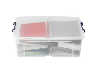 Opbergbox Plastic Transparant 50 Liter met Gedeelde Deksel - 1