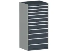 ladekast HxBxD 1600x800x750mm 11laden RAL7035 front RAL7016