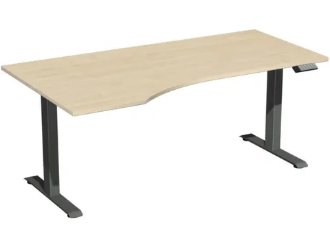 In hoogte verstelbaar bureau in vrije vorm,HxBxD 730-1230x1800x1000mm