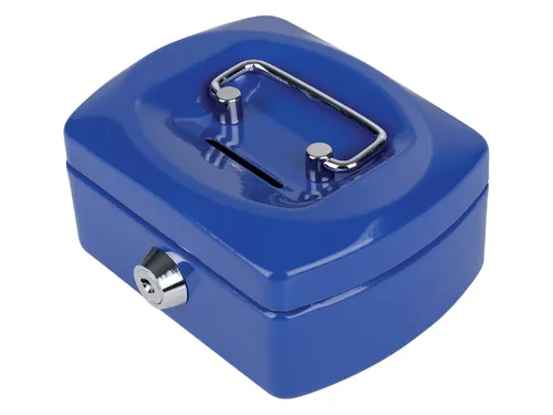 Geldkist Pavo met muntgleuf 125x95x60mm blauw
