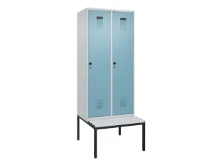 locker met bank,voor scheiding van kleding,HxBxD 2120x800x815mm,2vak - 2