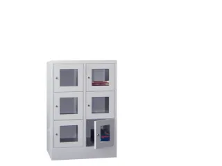 lockerkast,HxBxD 1187x800x500mm,2x3vakken,RAL7035,front RAL6011 - 1