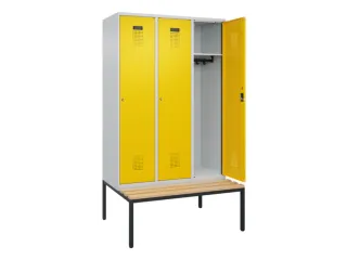 locker met bank,HxBxD 2120x1200x815mm,3vak,vak B 400mm,cilinderslot - 1