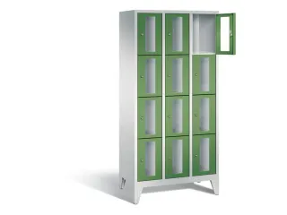 Lockerkast 1850x900x500mm 3x4 vakken Cilinderslot Poten, RAL6011 - 1