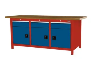 werkbank,HxBxD 860x2000x750mm,onderstel RAL3020,fronten RAL5010 - 3