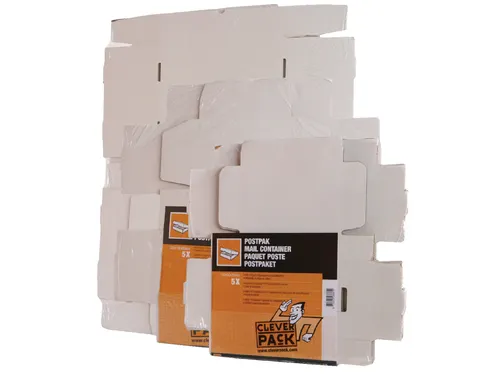 Postpakketdoos CleverPack golfkarton 330x300x80mm wit 5stuks