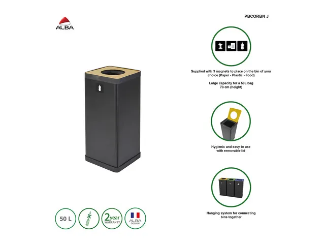 PBCORBN Recyclingbak Plastic 50 L. zwart / geel