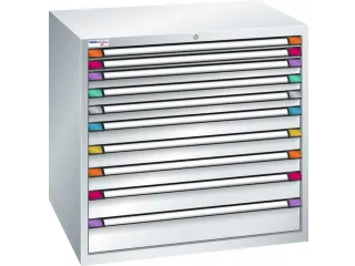 ladekast HxBxD 1000x1005x695mm 10laden RAL7035 front RAL7035 - 2