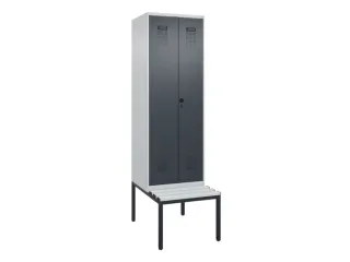 locker met bank,voor scheiding van kleding,HxBxD 2120x600x815mm,2vak - 2