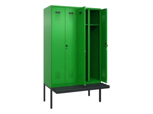 locker met bank,voor scheiding van kleding,HxBxD 2120x1200x815mm,4vak
