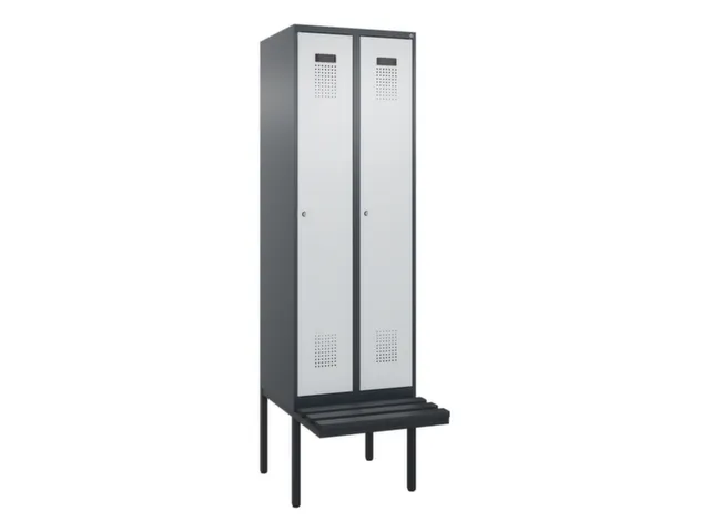 locker met bank,voor scheiding van kleding,HxBxD 2120x600x815mm,2vak