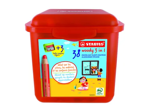 Kleurpotlood STABILO 882 woody 3-in-1 incl. 3 slijpers 38 stuks assort