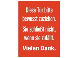 deurbord,Deze deur goed dichttrekken.,folie,rood/wit,zelfklevend