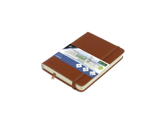 Schetsboek Kangaro A6 cognac PU HC 80 vel 140gr roomwit met elastiek e