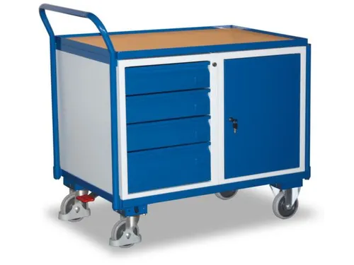 Tafel- En Kastwagen 250kg Lxb 1000x600mm 4 Laden 1 Kast Ral 5010