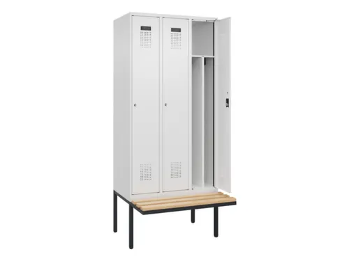 locker met bank,voor scheiding van kleding,HxBxD 2120x900x815mm,3vak