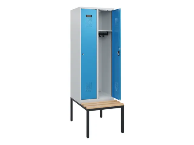 locker met bank,HxBxD 1950x600x815mm,2vak,vak B 300mm,cilinderslot