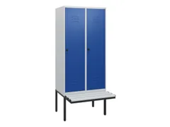 locker met bank,HxBxD 1950x800x815mm,2vak,vak B 400mm,draaigrendel
