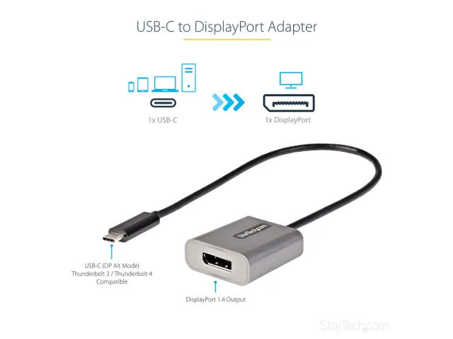USB C naar DisplayPort Adapter - 8K/4K 60Hz USB-C naar DisplayPort 1.4