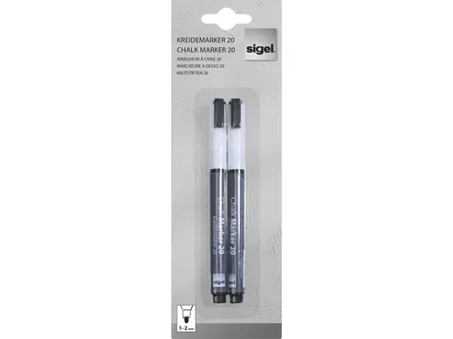 Krijtstift Sigel wit 2stuks ronde punt 1-2 mm
