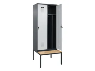 locker met bank,voor scheiding van kleding,HxBxD 2120x800x815mm,2vak - 1