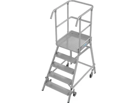 bordestrap,verrijdbaar,bordes H 1,2m,5treden,aluminium,4zwenkwielen