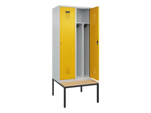 locker met bank,voor scheiding van kleding,HxBxD 2120x800x815mm,2vak