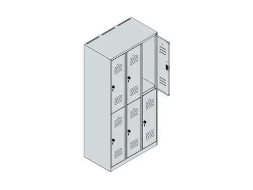 dubbeldekse locker,HxBxD 1850x900x500mm,3x2vak.,vak B 300mm