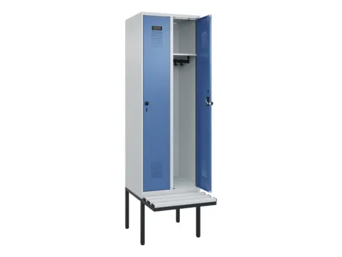 locker met bank,HxBxD 2120x600x815mm,2vak,vak B 300mm,draaigrendel