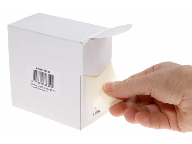 Etiquette sur rouleau 50mm blanc + dévidoir 500 pièces