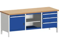 bloc établi HxlxP 840x2000x750mm plateau hêtre rouge force 1200kg