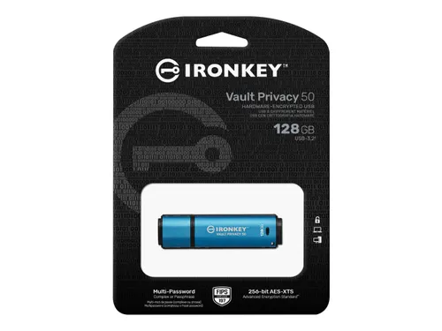 Kingston Technology IronKey Vault Privacy 50 USB Stick 128GB Blauw
