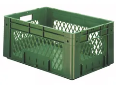 Euronorm Stapelkrat 270x600x400mm 50l Opengewerkt/Bodem Gesl. Groen