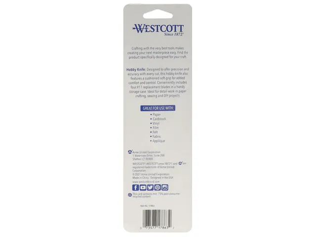 Couteau Hobby Westcott avec capuchon de protection comprenant 4 lames